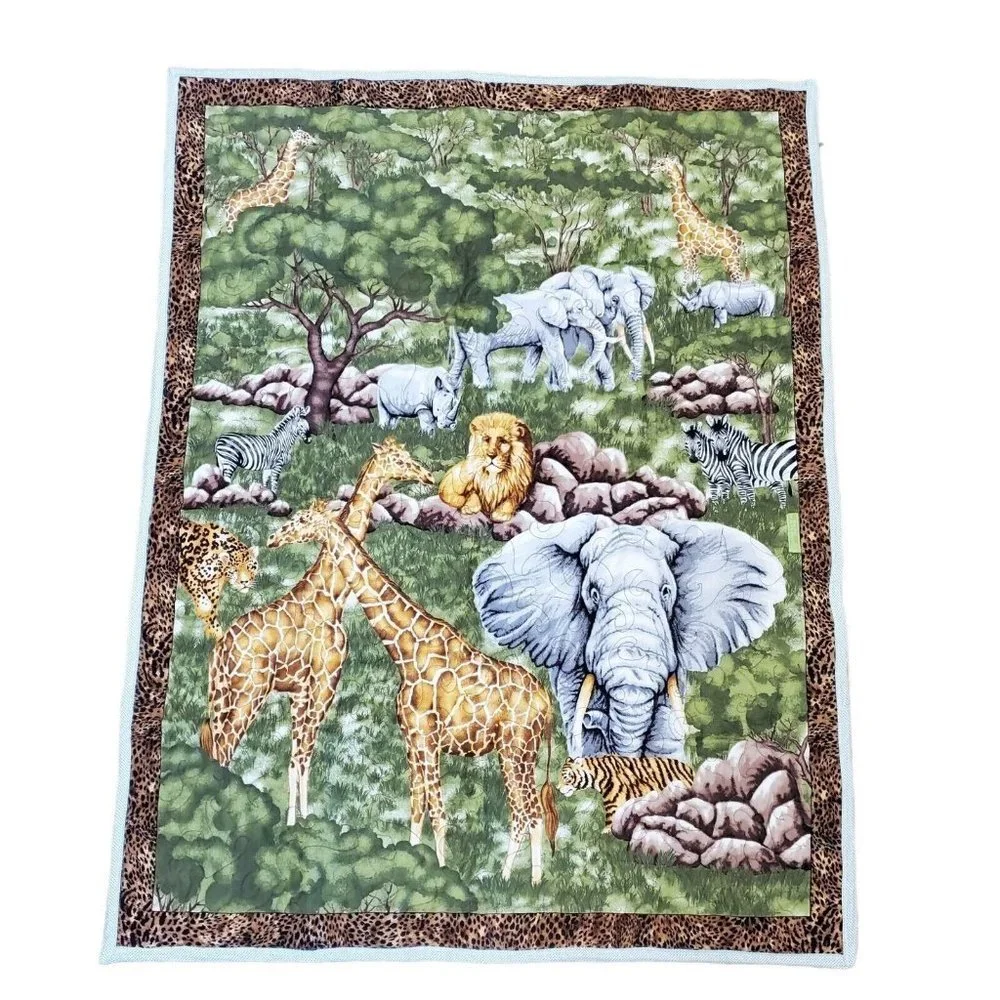 Jungle Wild Animals Safari Baby‎ Quilt Blanket Tapestry 2 Curtain Panels 43 X 72